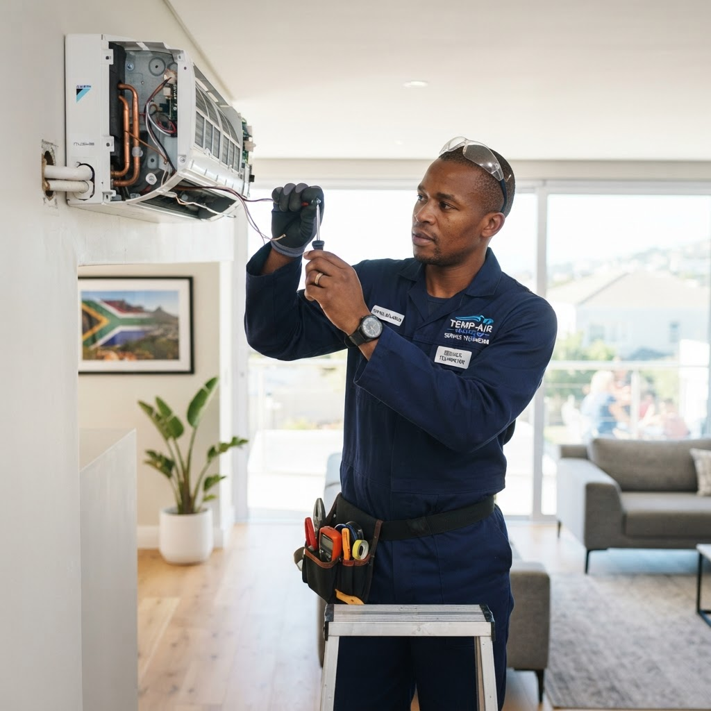 Professional appliance and refrigeration technician at work in Gauteng, Cold Fix Services aircon installation in Pretoria and Johannesburg